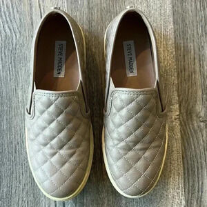 Steve Madden Shoes Brown Taupe Eccentrcq Slip-on Sneakers Size 8 Quilted